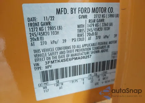 2023 Ford Mustang Mach-E Gt from USA, damaged, VIN 3FMTK4SE6PMA08257